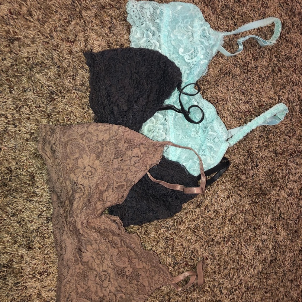 3 lace bralettes